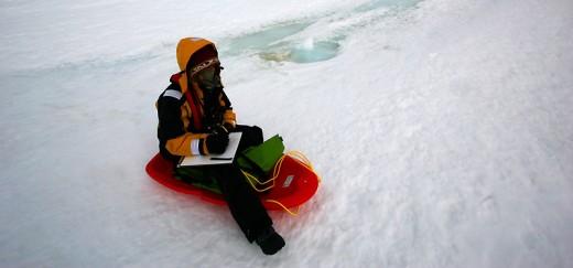 Painting in Antarctica (photo credit: Akos Hivokovics)