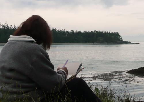 Sketching at Lighthouse Point, Deception Pass State Park