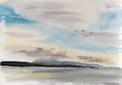Storm Light, 7" x 5" watercolor sketch