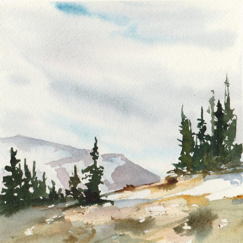 Ridgeline, 5.5" x 5.5" watercolor