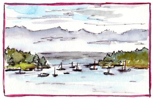 Nanaimo, 3.5&Prime; x 5.5&Prime; ink and watercolor sketch