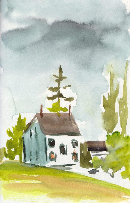 From Reveille, Fort Worden, 8.5&Prime; x 5.5&Prime; watercolor in Stillman and Birn Alpha sketchbook