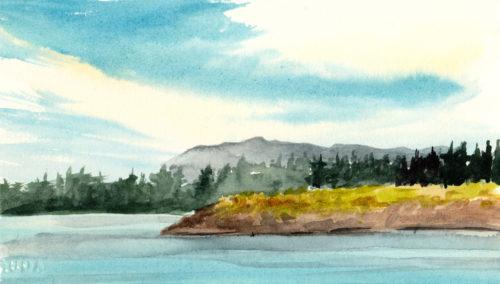 Port Townsend Bay ,4&Prime; x 6.5&Prime; watercolor on hot press Arches