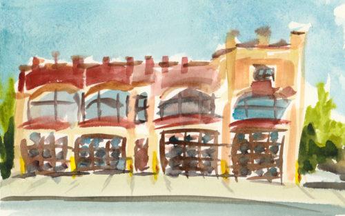 Port Townsend Fire Station, 5&Prime; x 8&Prime; watercolor on hot press Arches