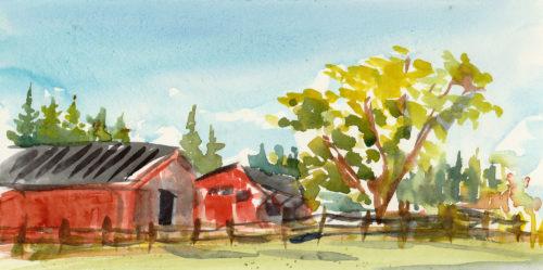 From Finn River, 5&Prime; x 10&Prime; watercolor on hot press