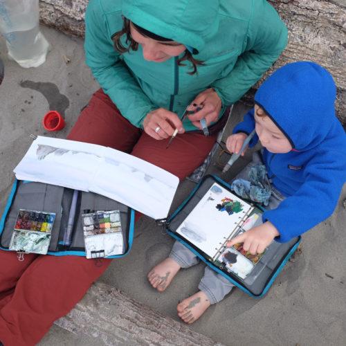 Sketching with my friend Finn, photo by Darin Reid
