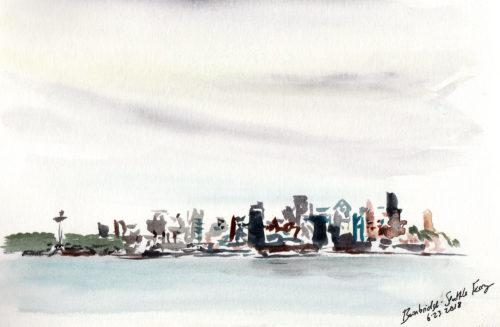 Bainbridge-Seattle Ferry, 5.5&Prime; x 8.5&Prime; watercolor sketch in Stillman & Birn Beta sketchbook