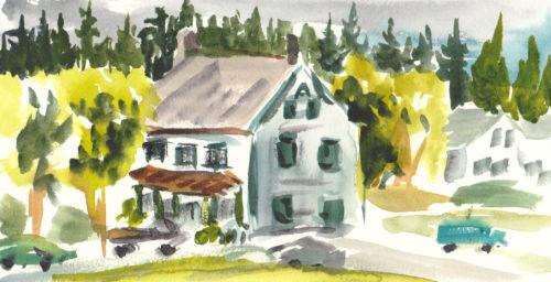 Centrum, Fort Worden, 3.5&Prime; x 7&Prime; watercolor on hot press Arches