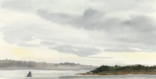 From Fort Worden, 3.5&Prime; x 7&Prime; watercolor on hot press Arches