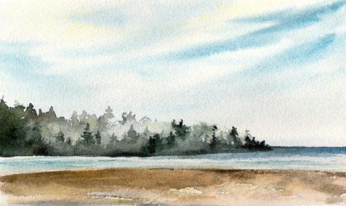 Fog in the Headlands, 4&Prime; x 6&Prime; watercolor