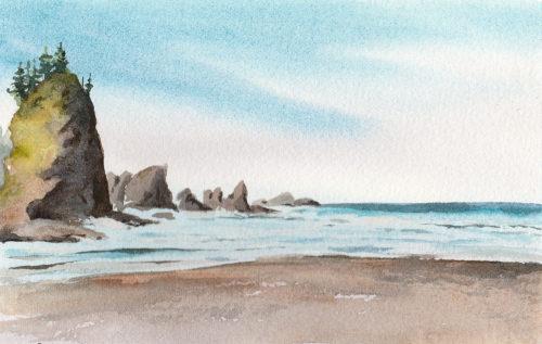 Sea Stacks, 4&Prime; x 6&Prime; watercolor