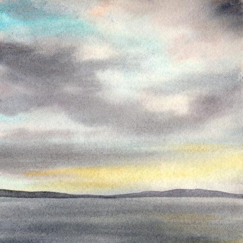 Sunset Study, 5&Prime; x 5&Prime; watercolor