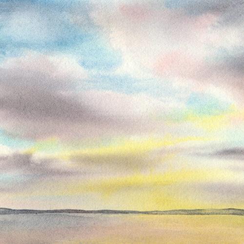 Sunset study, 5&Prime; x 5&Prime; watercolor