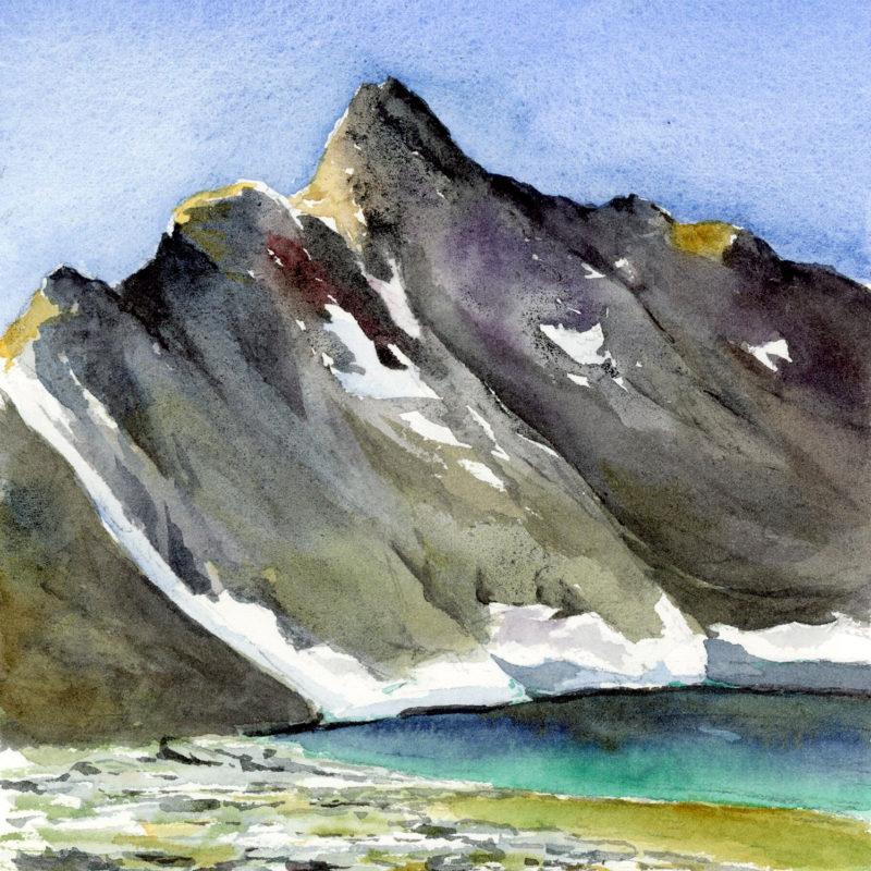 Arn&oslash;ya Mountains, 5&Prime; x 5&Prime; field watercolor