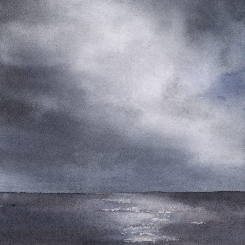 Big Blue, Utquiavik Alaska, 5″ x 5″ watercolor study