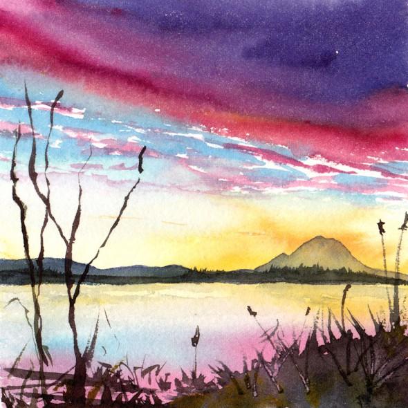 Mt. Rainier at Sunrise, 5&Prime; x 5&Prime; sketch