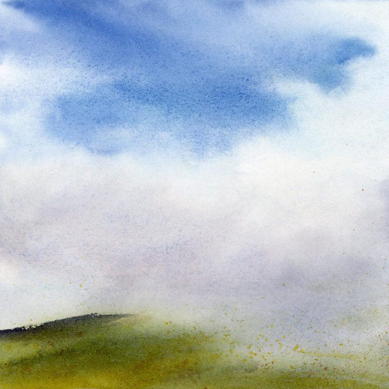 Arn&oslash;ya Mountains III, 5&Prime; x 5&Prime; field watercolor