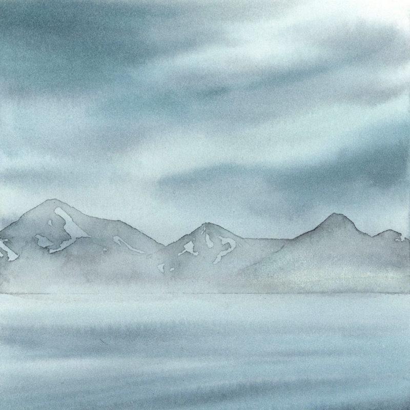 Singa Fog Study, 5&Prime; x 5&Prime; field watercolor
