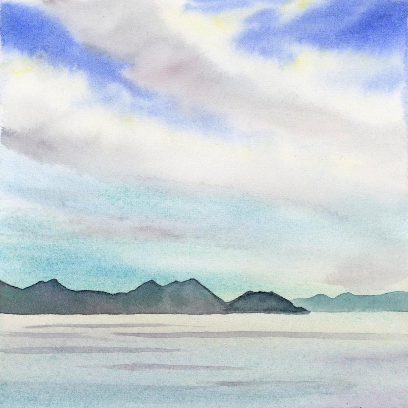 View from Singla III, 5&Prime; x 5&Prime; field watercolor