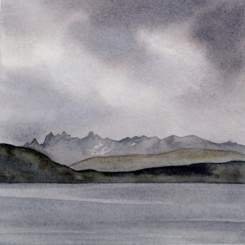 View from Singla II, 5&Prime; x 5&Prime; field watercolor (sold)