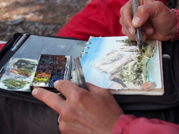 Sketching upper Royal Valley basin, photo credit: Carl Coryell-Martin