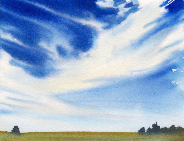 Cirrus clouds sketch, 6" x 4.5"