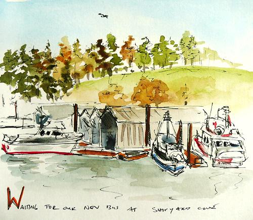 Waiting for the bus at Shipyard Cove