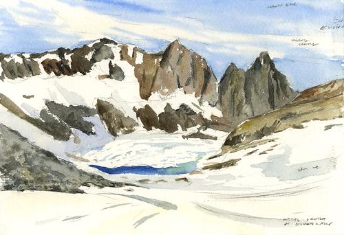 Silver Lake, 8" x 6" field watercolor