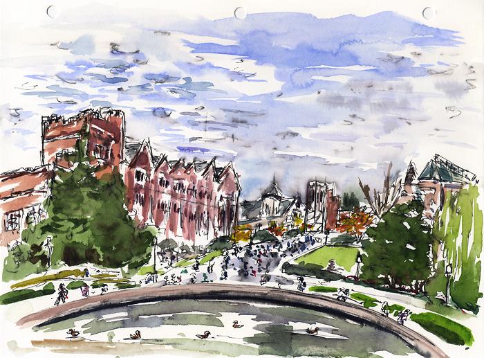University of Washington From Frosh Pond, Nov 19, 2008, 11" x 8.5"