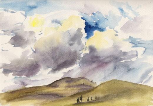 Weather blows in, 7" x 10" Sketch