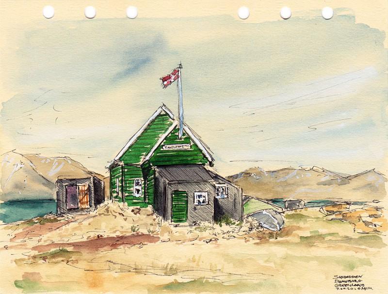 Sandodden Trapper Hut in Daneborg, 5&Prime; x 7&Prime; field sketch