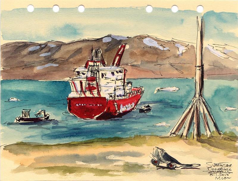Supply Ship, 5&Prime; x 7&Prime; field sketch
