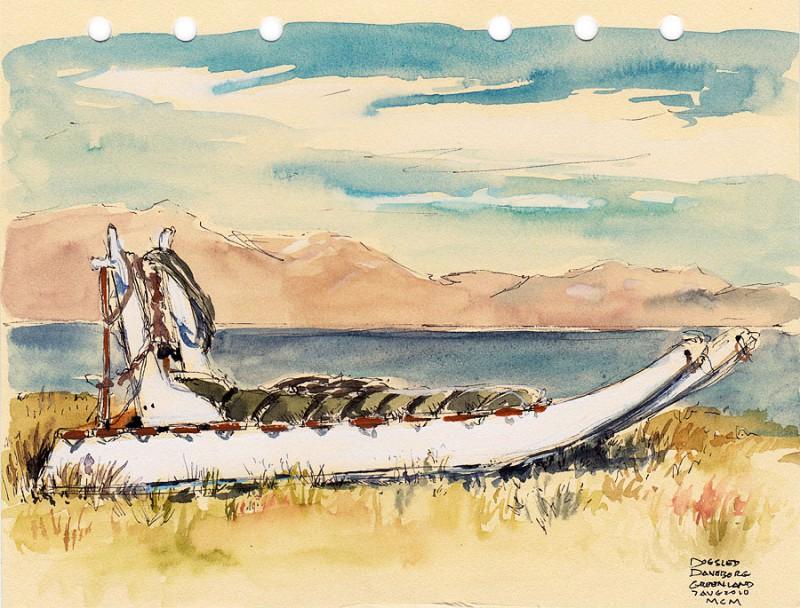 Dog sled, 5&Prime; x 7&Prime; ink and watercolor field sketch