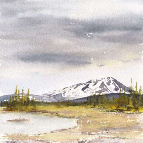 Mt. Susitna field sketch, May 29th, 2012. 5" x 5"