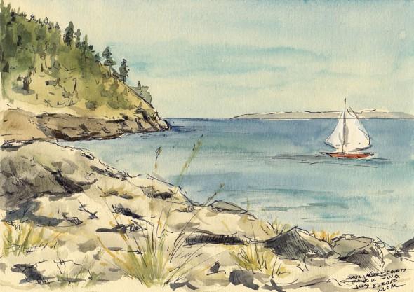 San Juan County Park, 7" x 5" field sketch, July 8th, 2012
