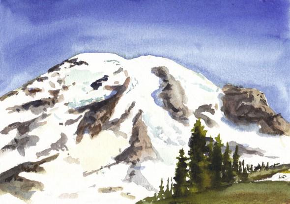 View from Paradise, Mt. Rainier. 7" x 5" field sketch
