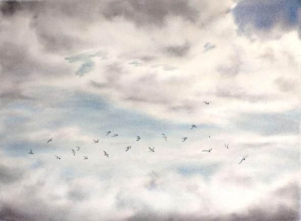 &ldquo;Flight&rdquo;, 23&Prime; x 17&Prime; watercolor