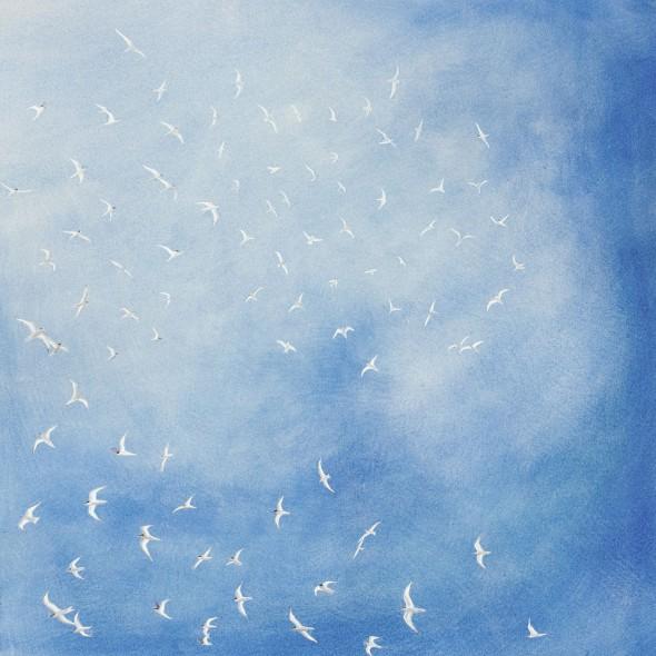 Following the Light: Day, 24" x 24" watercolor & gouache
