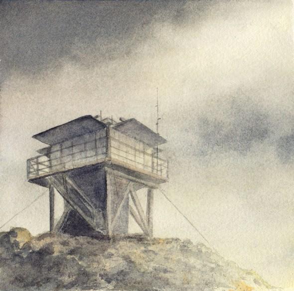 Goat Peak Lookout, 5" x 5" watercolor