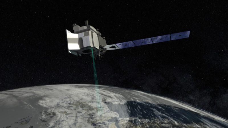 An artist depiction of IceSat-2 in space, by NASA Goddard