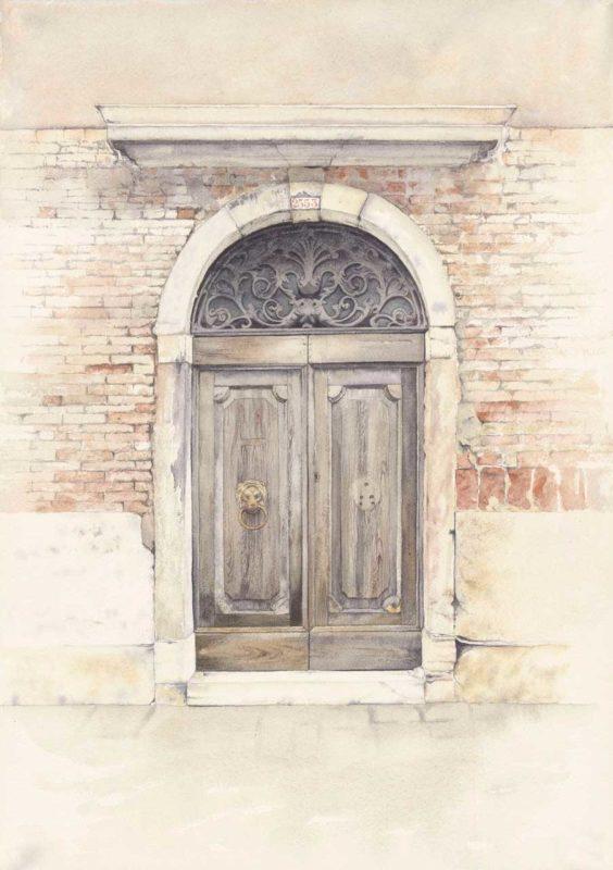 Venetian Door 2553 painted with the earth pigments and grey, by Jane Blundell