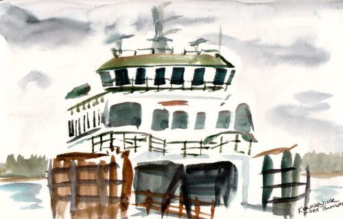 Kennewick Ferry, 5.5&Prime; x 8.5&Prime; watercolor in Stillman & Birn sketchbook