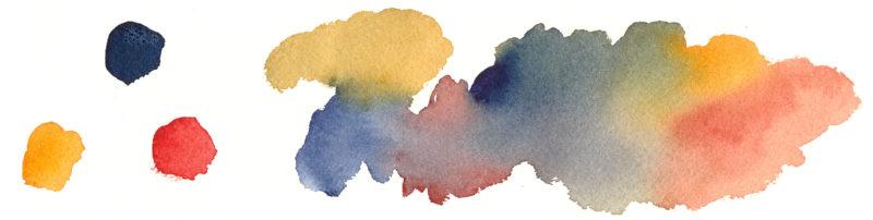 Daniel Smith Quinacridone Gold, Indanthrone Blue, and Deep Scarlet