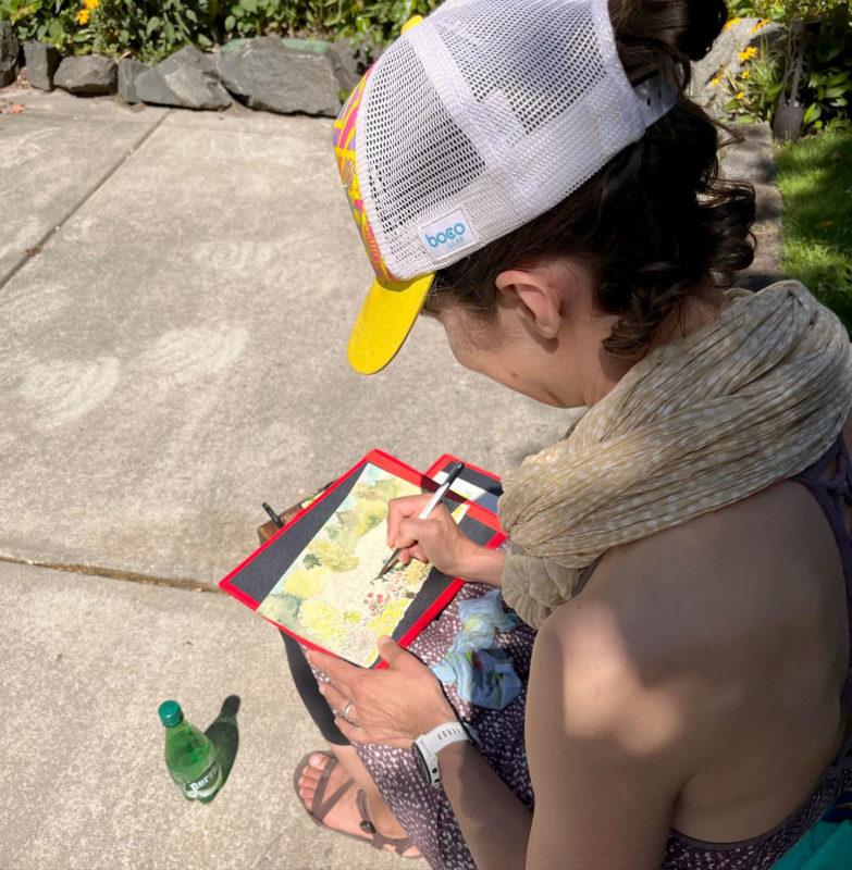 Me sketching, photo by Che