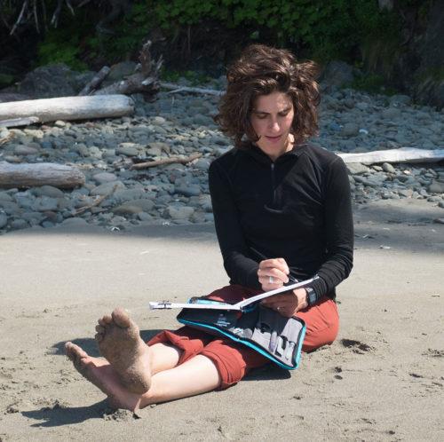 Sketching on the beach