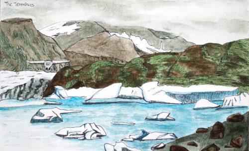 Bear Glacier Terminus, sketch by Michelle Chen