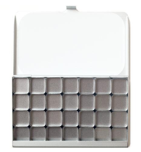 28 half pans fit in a palette