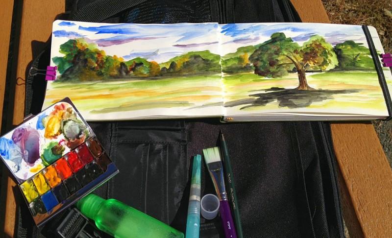 Field sketch kit in Natirar County Park, NJ. Photo credit: Charles Kearns