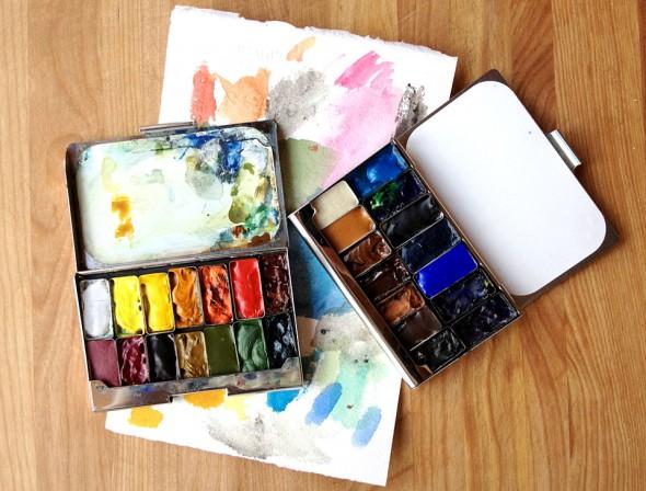 My color palettes prepped for Alaska. Both fit in my Art Toolkit!