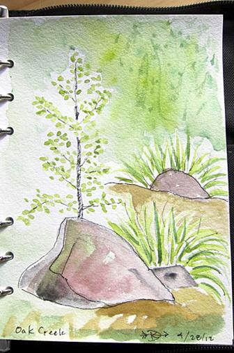Oak Creek, 5&Prime; x 7&Prime; sketch by Kathy Darrow